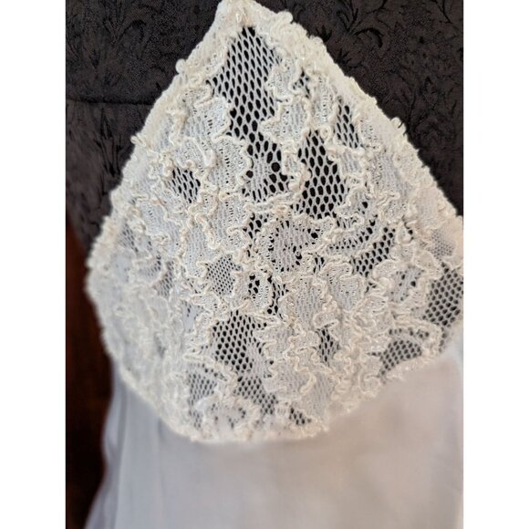 Vintage White Satin & Lace Slip Dress With Spaghetti Straps - Picture 3 of 4